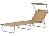 Outdoor Folding Pool Chaise Lounge, Tanning Chair with Adjustable Sun Shade for Poolside, Patio & 23811749