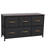 ZUN 3-Tier Wide Drawer Dresser, Storage Unit with 6 Easy Pull Fabric Drawers and Metal Frame, Wooden 46440438