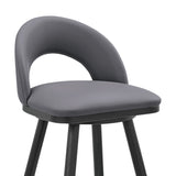 Charlotte Swivel Bar Stool in Black Metal with Gray Faux Leather B2736P354270