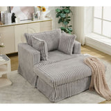 47.7'' Oversized Corduroy Chaise Longue with Ottoman, Deep Seat Reclining Chair Sofa, W1628P206065