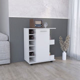 Lothian Bar Cart with Casters, 2-Side Storage Shelves and 6-Wine Bottle Rack B070P188869