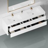 72" Wall-Mounted Bathroom Vanity with Double Sinks, Floating Bathroom Storage Cabinet with Stone W1573P211181