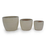 Set of 3 Ceramic Flowerpot, Modern Planter for Patio, Garden, Windowsill - Ancient White W3273P321485