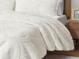 King/Cal King Embroidered Medallion Faux Fur Ultra Plush Comforter Mini Set B03597034