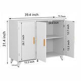 ideboard with wavy texture buffet cabinet, white accent cabinet with door, modern bookcase for W1705P179816