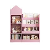 Pink Kids Wooden Bookshelf Toy Storage Organizer with Bookcase, Kid's Bin Storage Unit with 6 W2876P233556