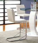 ZUN Modern Elegance White Color Leatherette 2pcs Counter Height Dining Chairs Chrome Metal Legs Dining B011P178975