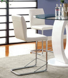 ZUN Modern Elegance White Color Leatherette 2pcs Counter Height Dining Chairs Chrome Metal Legs Dining B011P178975