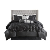 7 Piece Tufted Comforter Set Black Queen B03596935