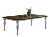 Salines Two-tone Wood Turned Leg Dining Table, Rustic White and Oak T2574P165170