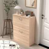 Wooden Shoe Cabinet for Entryway, White Shoe Storage Cabinet with 2 Flip Doors 20.94x9.45x43.11 inch W40943195