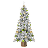 6ft Flocked Christmas Tree with 589 Branch Tips - Snow-Laden Design, 48 Xmas Balls Included, 62204237