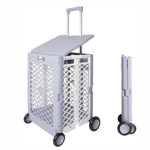 ZUN 55L Foldable Rolling Cart with Wheels, Portable Updated Utility Tools with Lid Rolling Crate w/ W2181P162555