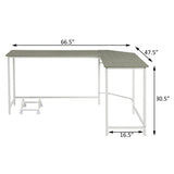 ZUN Grey and White L-shape Computer Desk B062P184557