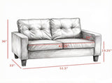 Brown 51" Wide Double Sofa 2-Seater Tufted PU Leather Loveseat with Padded Armrests 30464890