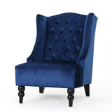 High-Back Velvet Club Chair, Upholstered Wingback Chair, Navy Blue 55038.00NVLTNBL