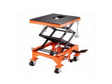 Hydraulic Motorcycle Lift Table, 4 Wheels Foot-Operated Jack Stand with J-hooks, for ATV, Dirt Bikes 10292173