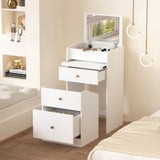 Small Vanity Desk with Mirror - White Makeup Vanitys Set Make up Table with Chair, Drawers, Mini 04096982