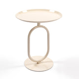 Lantern-shaped Metal End Table, Small Round Side Table, Modern Coffee Drink Cocktail Table, Small W2664P232829