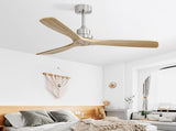 52 Inch Outdoor Farmhouse Ceiling Fan with Remote Control Solid Wood Fan Blade Reversible Motor W934P147071