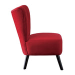 ZUN Unique Style Red Velvet Covering Accent Chair Button-Tufted Back Brown Finish Wood Legs Modern Home B01143826