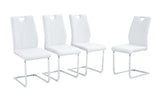 White PU Dining Chair Set.Uniquely designed white dining chairs. PU material, paired with silver W2920P225023