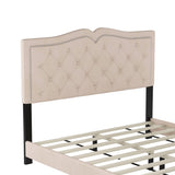 Queen Size Upholstered Bed Frame with Rivet Design, Modern Velvet Platform Bed with Tufted 90764002