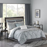 12 Piece Comforter Set with Cotton Bed Sheets Blue Cal King B03596808