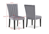 ZUN 2pc Casual Upholstered Velvet Upholstery Chair Channel Tufted Back Wooden Dining Room Furniture Gray B011P261181