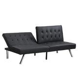WOOD FRAME, STAINLESS LEG, FUTON, SOFA BED BLACK PVC W2297P247530