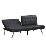 ZUN WOOD FRAME, STAINLESS LEG, FUTON, SOFA BED BLACK PVC W2297P247530