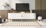 ZUN Modern TV Stand for TVs up to 80 Inches, Entertainment Center with 4 Drawers and 1 Cabinet, Wood TV 75818864