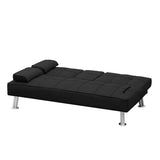 ZUN Modern Convertible Folding Futon Sofa Bed with2 Cup holders , Fabric Loveseat Sofa Bed with W58834776