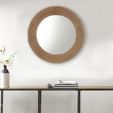 ZUN Natural Jute Rope Round Wall Mirror 26" B03598875