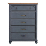 ZUN 5-Drawer Chest, No Assembly Required, Corduroy Blue Finish B108P193085