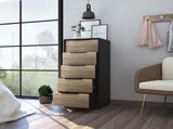 Cannon 5-Drawer Rectangle Dresser Black Wengue and Light Oak B06280494