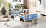 Full Size Classic Car-Shaped Platform Bed with Wheels,Blue WF306743AAC