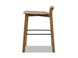 Sven 30" Modern Minimalist Low Back Wood Barstool, Dark Brown Walnut Ash Wood B2719P395566
