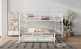 L-shaped Metal Twin over Full Size Bunk Bed, White N709P196510K
