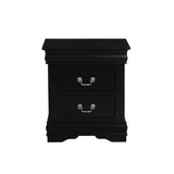 Solid Pine Nightstand with 2 Drawers in Black Finish B016P253275