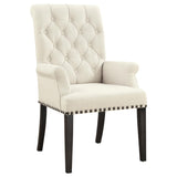 Beige and Smokey Black Tufted Arm Chair B062P145444