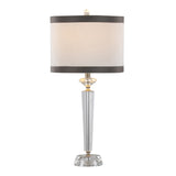 Diamond Torch 25.75" Crystal Contemporary Table Lamp in Clear K9 Crystal, Off-White Linen Shade with B202P224009
