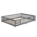 ZUN Queen Size Floor Bed with Door,Solid Wood Platform Bed Frame with Fence,Suitable for children,Pine W495123245