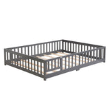 ZUN Queen Size Floor Bed with Door,Solid Wood Platform Bed Frame with Fence,Suitable for children,Pine W495123245