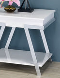 Contemporary Style White 1pc End Table High Gloss Finish Chrome Frame Gorgeous Living Room Furniture B011P207455