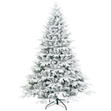 Artificial 6.5ft Flocked Christmas Tree with 2225 PE/PVC mixed Branch Tips, 450L warm white led, 19395814