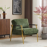 27.56" Modern Accent Chair with Plush Cushions, Minimalist Metal Frame, and Wooden Armrest Design N767P215306E