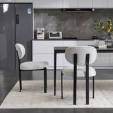 Modern Dining Room Chairs Set of 2, Mid-Century Upholstered Boucle Kitchen Dining Chairs with Black W3244P296972