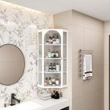 Glass Door Wall Mounted Corner Cabinet with Featuring Four-tier Storage for Bedroom, Living Room, W757130160