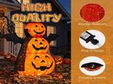 5 ft Lighted 3-Tier Pop-Up Pumpkin Halloween Decoration with Witch Hat, Cape, Bat Wings and 130 Warm 74132199